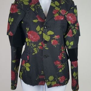 Women's Comme Des Garons Black Flower Print Jacket Blazer Size S